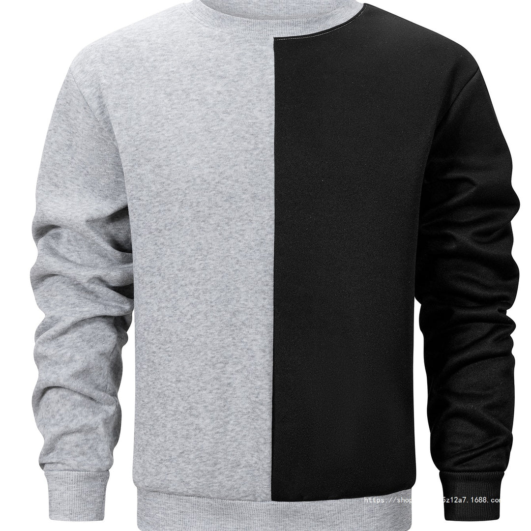 Herren Sweatshirt mit zweifarbiger Blockoptik, Rundhals & weichem Baumwoll‑Mix Nord Taschen