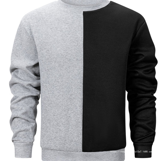 Herren Sweatshirt mit zweifarbiger Blockoptik, Rundhals & weichem Baumwoll‑Mix Nord Taschen