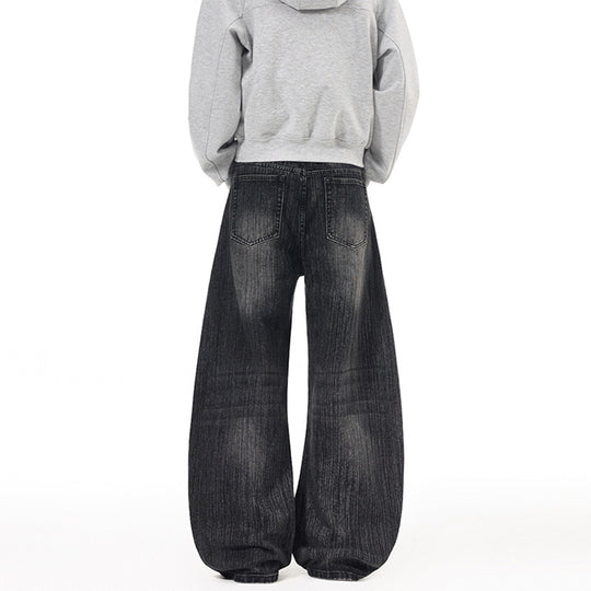 Herren Weite Vintage-inspirierte Denim‑Palazzohose mit verlängerter Saumlage und soften Bleach‑Effekten Nord Taschen