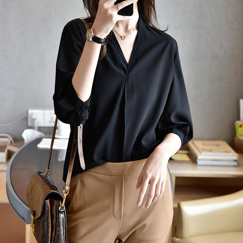 Damen Elegante Bluse mit Ballonärmeln Nord Taschen