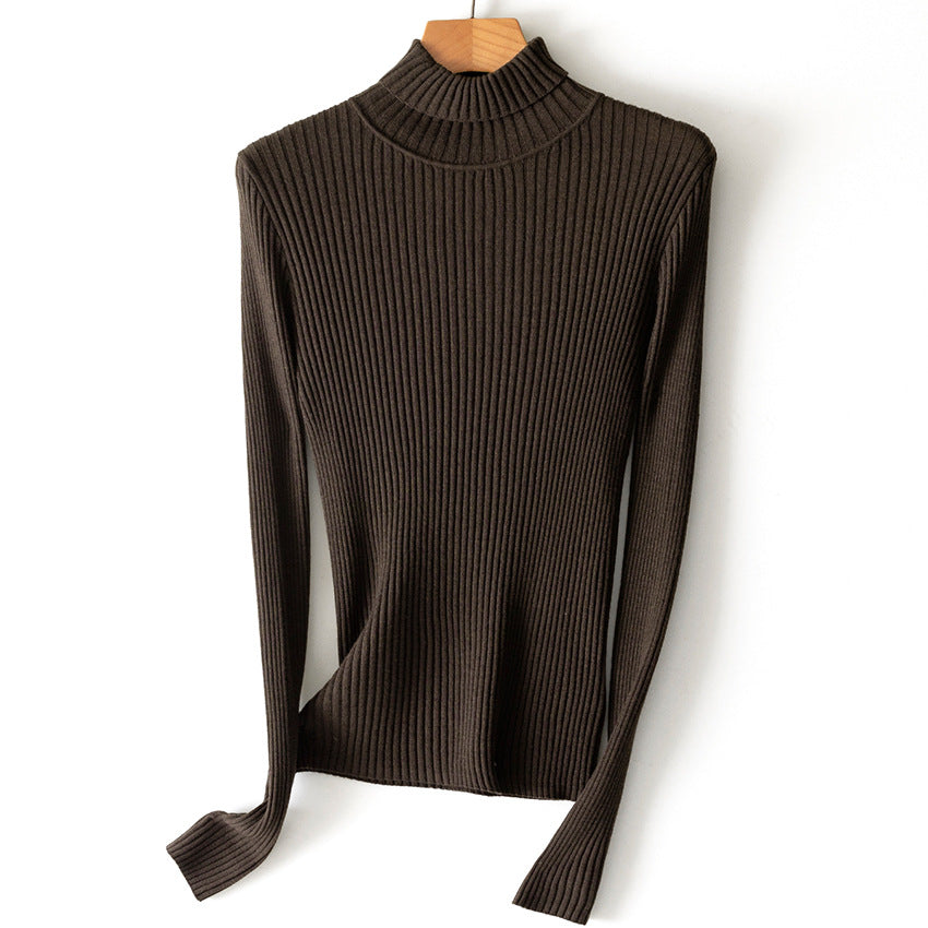 Damen Figurnaher Feiner Rippstrick-Rollkragenpullover mit Stretch-Finish Nord Taschen