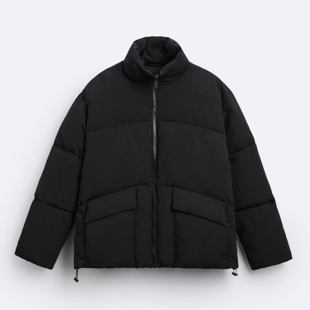Herren Kurz geschnittener Pufferblouson aus Daunenoptik mit hohem Stehkragen und Pattentaschen Nord Taschen