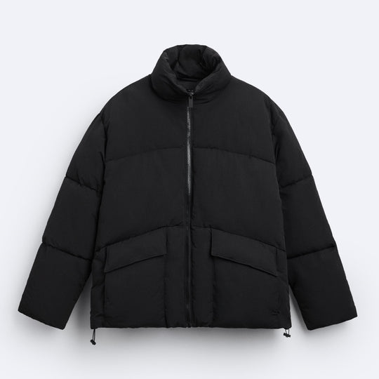 Herren Kurz geschnittener Pufferblouson aus Daunenoptik mit hohem Stehkragen und Pattentaschen Nord Taschen