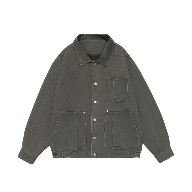 Herren Boxy-Canvas-Fieldblouson mit Druckknopfleiste und großen Utility‑Taschen Nord Taschen
