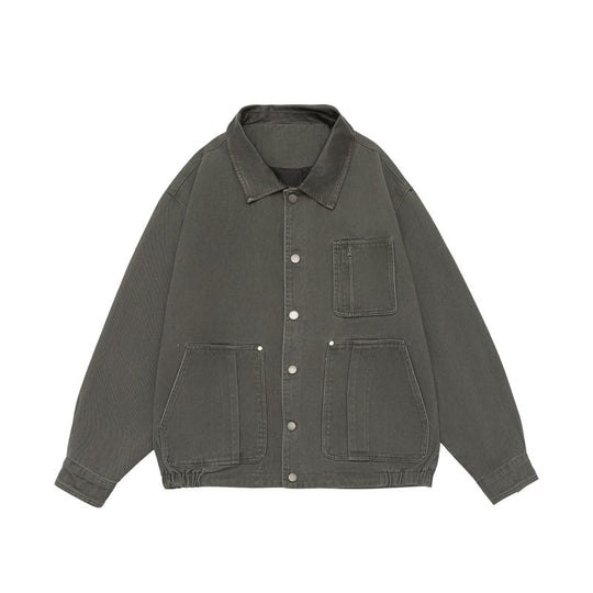 Herren Boxy-Canvas-Fieldblouson mit Druckknopfleiste und großen Utility‑Taschen Nord Taschen