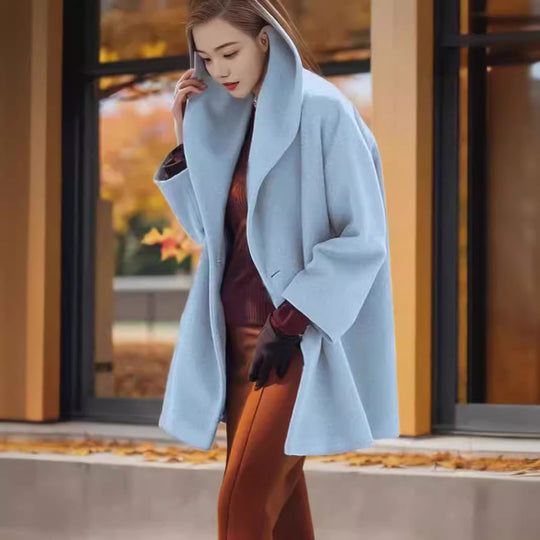 Damen Kapuzen-Teddycoat im Oversize‑A‑Linienschnitt mit überschnittenen Schultern Nord Taschen
