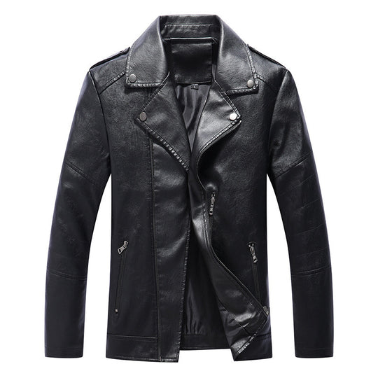 Herren Slim Fit Kunstleder-Motoblouson im Biker-Look mit gesteppten Armpaneelen und Reverskragen Nord Taschen