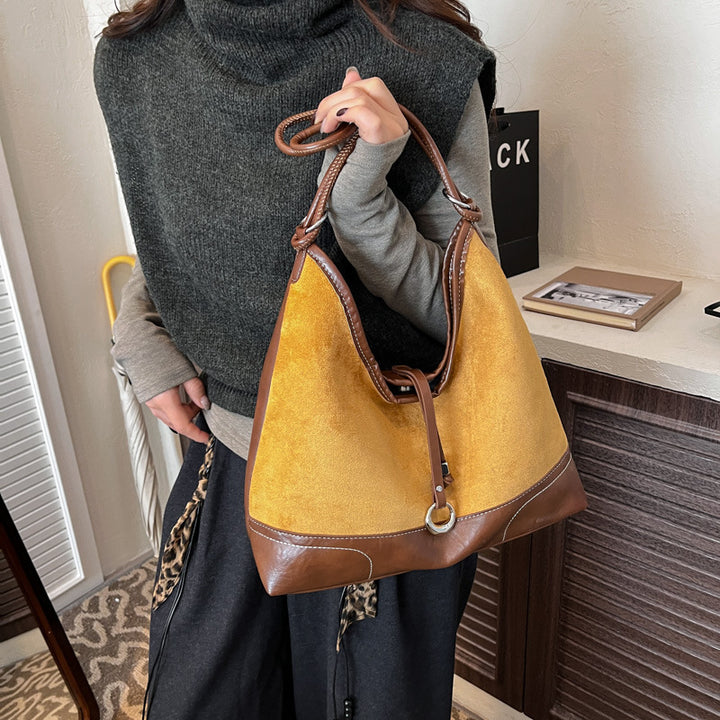 Damen elegante Tote Bag mit authentischen Veloursleder-Elementen Nord Taschen