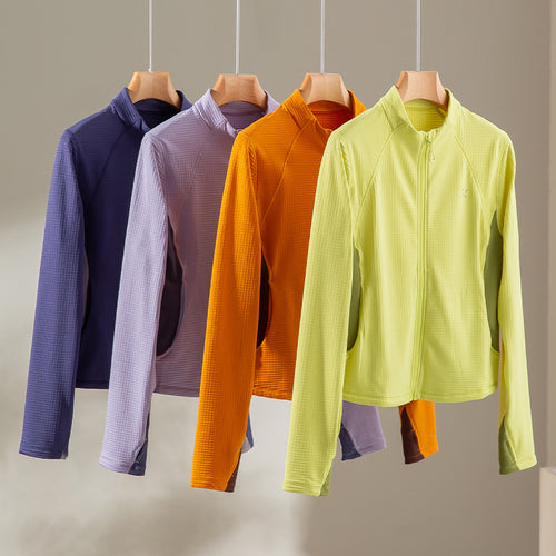 Damen Atmungsaktive Sportjacke mit Stehkragen, Raglanärmeln und Stretch-Einsätzen Nord Taschen