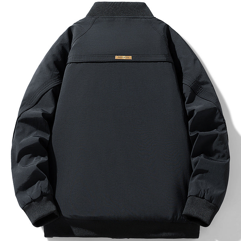 Herren Gepolsterte Utility-Bomberjacke mit Rippkragen, wattierter Stepp-Innenfutter und verdeckter Druckknopfleiste Nord Taschen