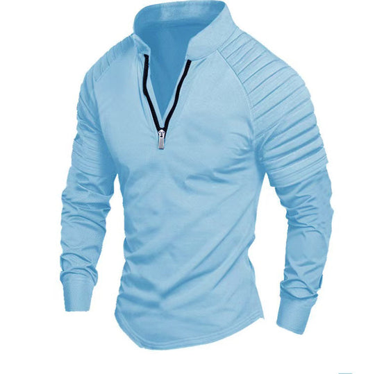 Herren Slim-Fit Troyer mit gesteppter Schulterpasse und halbem Reißverschluss Nord Taschen