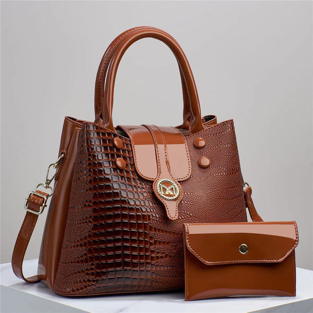 Damen elegante Handtasche mit Krokodilstruktur und abnehmbarer Clutch Nord Taschen