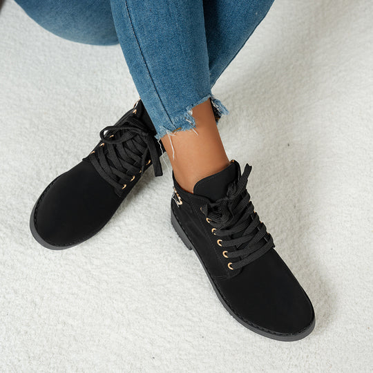 Damen Schnür-Ankleboots aus Veloursoptik mit niedrigem Blockabsatz und Herzdetail Nord Taschen