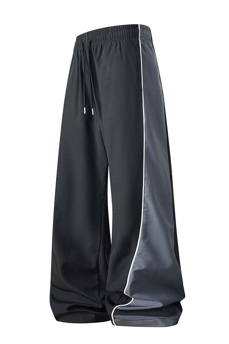 Herren Weite Trackhose mit Satin-Seiteneinsatz, Paspelierter Naht & Tunnelzugbund Nord Taschen
