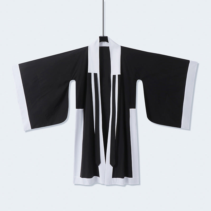 Unisex Oversize Kimono-Cardigan mit Kontrastblende, Bindeband und aufgesetzten Taschen Nord Taschen