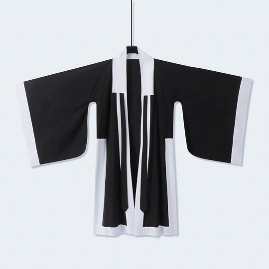 Unisex Oversize Kimono-Cardigan mit Kontrastblende, Bindeband und aufgesetzten Taschen Nord Taschen