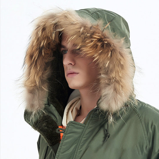 Herren Schwerer Thermo-Parka im Expeditionstil mit Kunstfellkapuze und Multifachtaschen Nord Taschen