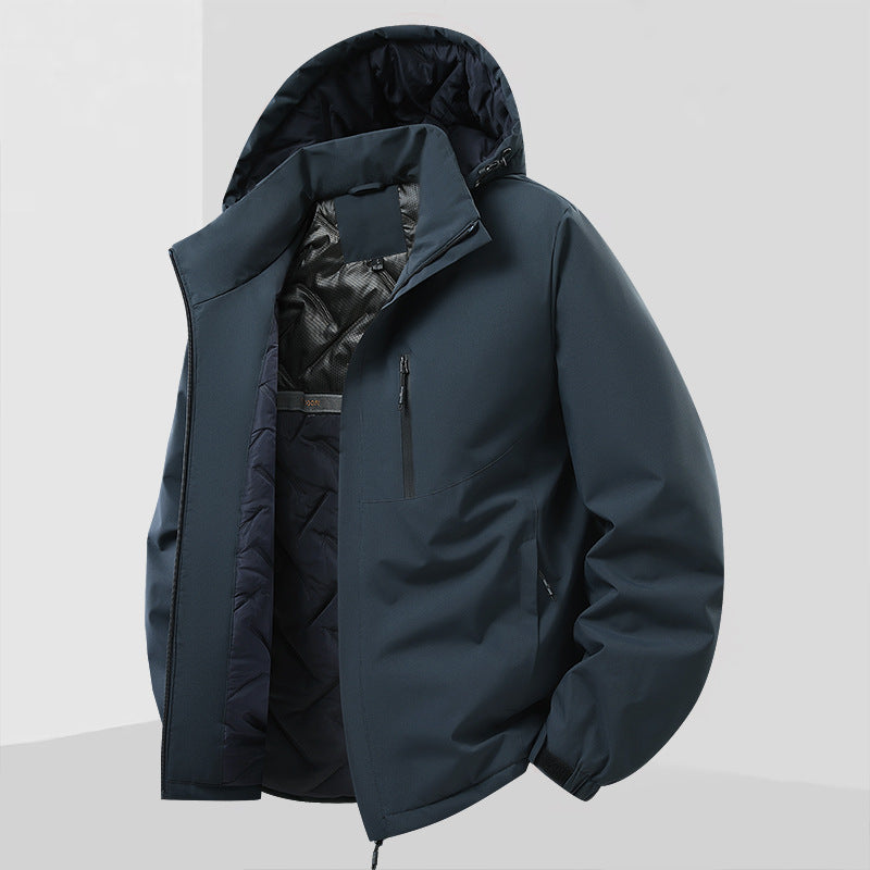 Herren Leichte isolierte Hybrid-Outdoorjacke mit Thermofutter, Kapuze und wasserdichten Reißverschlüssen Nord Taschen