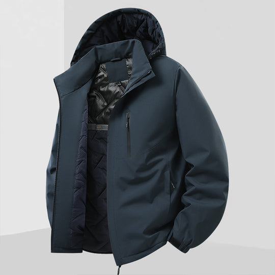 Herren Leichte isolierte Hybrid-Outdoorjacke mit Thermofutter, Kapuze und wasserdichten Reißverschlüssen Nord Taschen