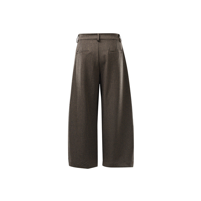 Damen Hochtaillierte Culotte-Hose mit Mittelnaht, Bügelfalte und Doppelknopfbund Nord Taschen