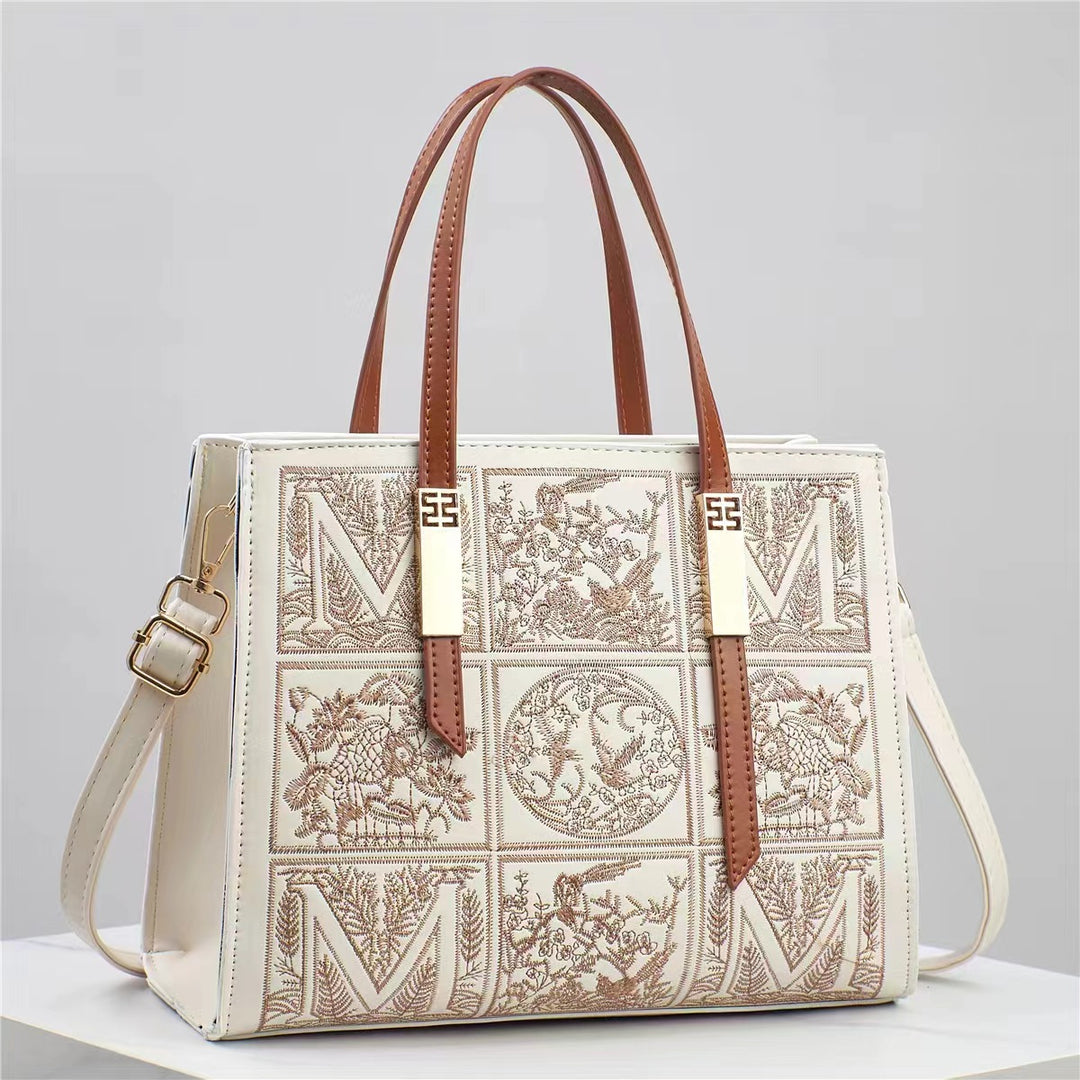 Damen edle Handtasche mit filigranem Stickdesign Nord Taschen
