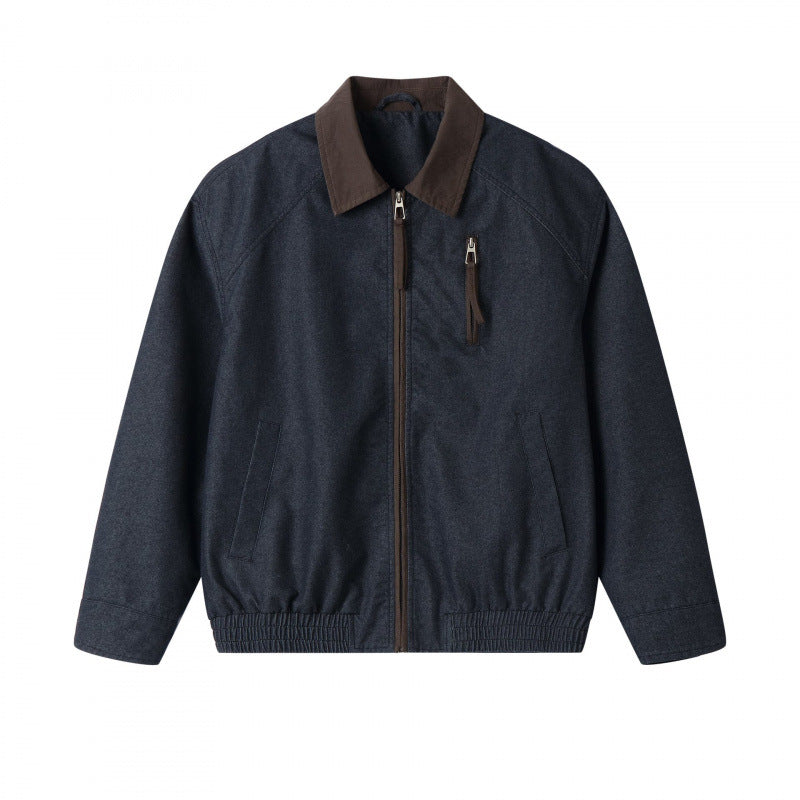 Herren Kurzblouson aus Canvas mit Cordkragen, Brustreißverschluss und elastischem Saum Nord Taschen