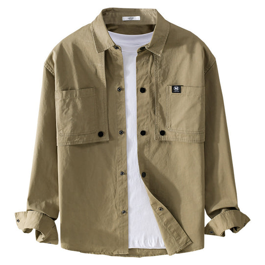 Herren Baumwoll-Overshirt mit Druckknopfleiste, Doppel-Brusttaschen und relaxed Fit Nord Taschen