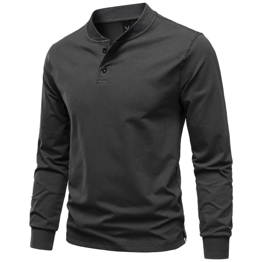 Herren Langarm-Henleyshirt mit Stehkragen und zweifacher Knopfleiste, Slim Fit, Baumwoll-Mix Nord Taschen