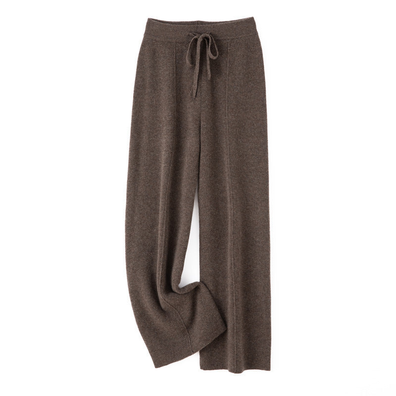 Damen Weiche Strickhose mit weitem Bein, Tunnelzugbund und dekorativer Mittelnaht Nord Taschen