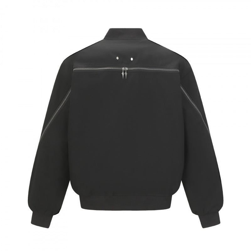 Unisex Boxy-Bomberjacke mit durchgehendem Reißverschluss, geripptem Saum und Brust‑Welttasche Nord Taschen