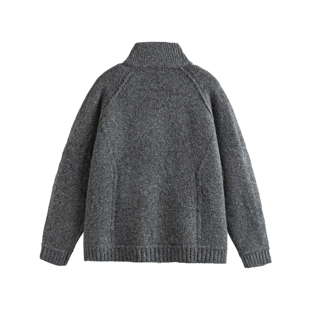 Unisex Strick-Zipjacke im Boxy-Cut mit hohem Rippkragen und Raglanärmeln Nord Taschen