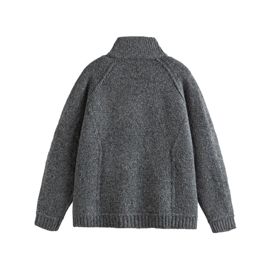Unisex Strick-Zipjacke im Boxy-Cut mit hohem Rippkragen und Raglanärmeln Nord Taschen