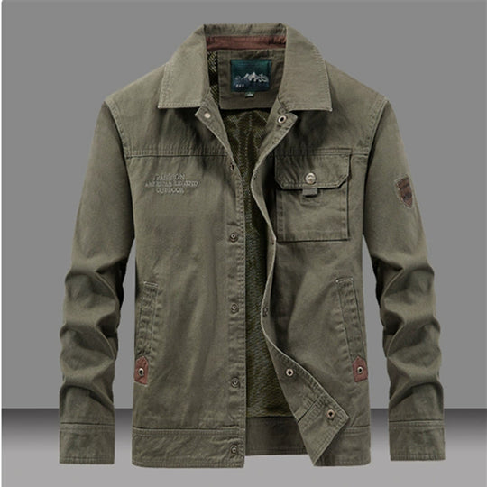Herren Canvas-Workerjacke mit Knopfleiste, aufgesetzter Brusttasche und Hemdkragen Nord Taschen