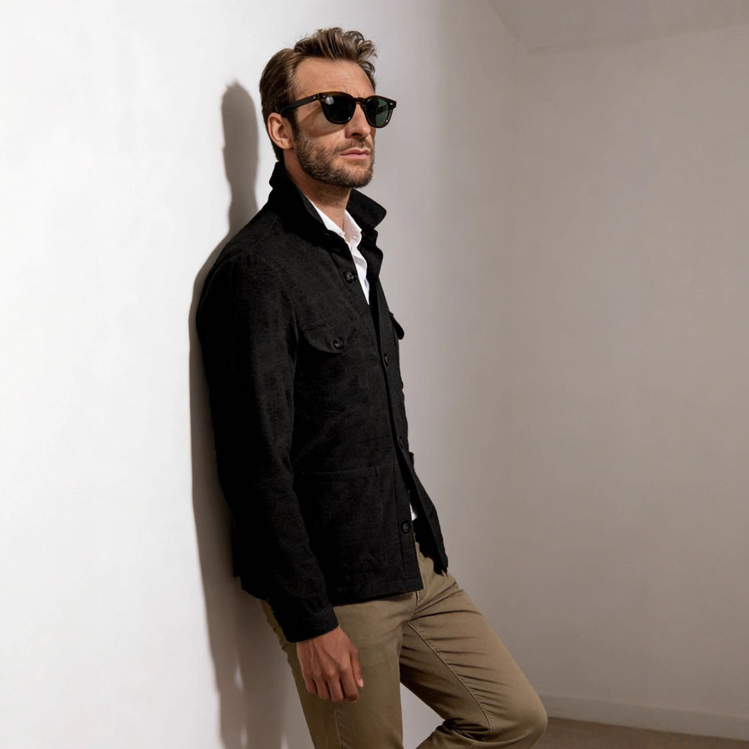Herren Leichte Fieldjacke aus Baumwoll-Leinen mit Pattentaschen Nord Taschen