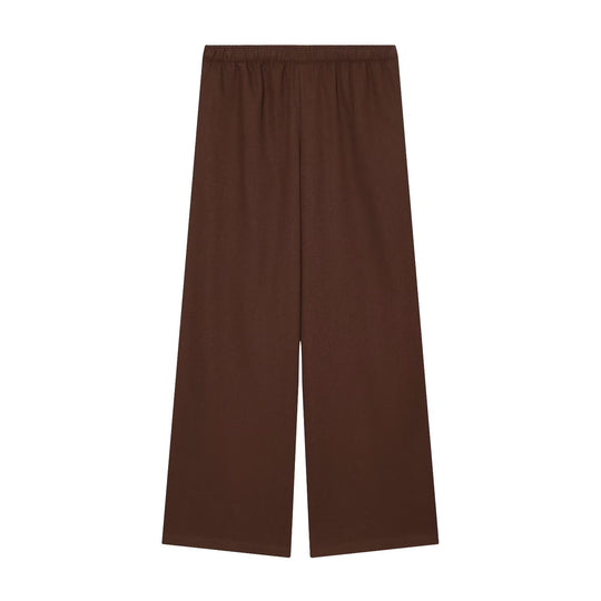 Damen Weite Palazzo-Hose mit elastischem Bund und fließendem Leinenmix Nord Taschen