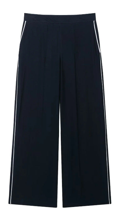 Damen Hochtaillierte Culotte-Hose mit weitem Bein und dekorativem Taillengürtel Nord Taschen