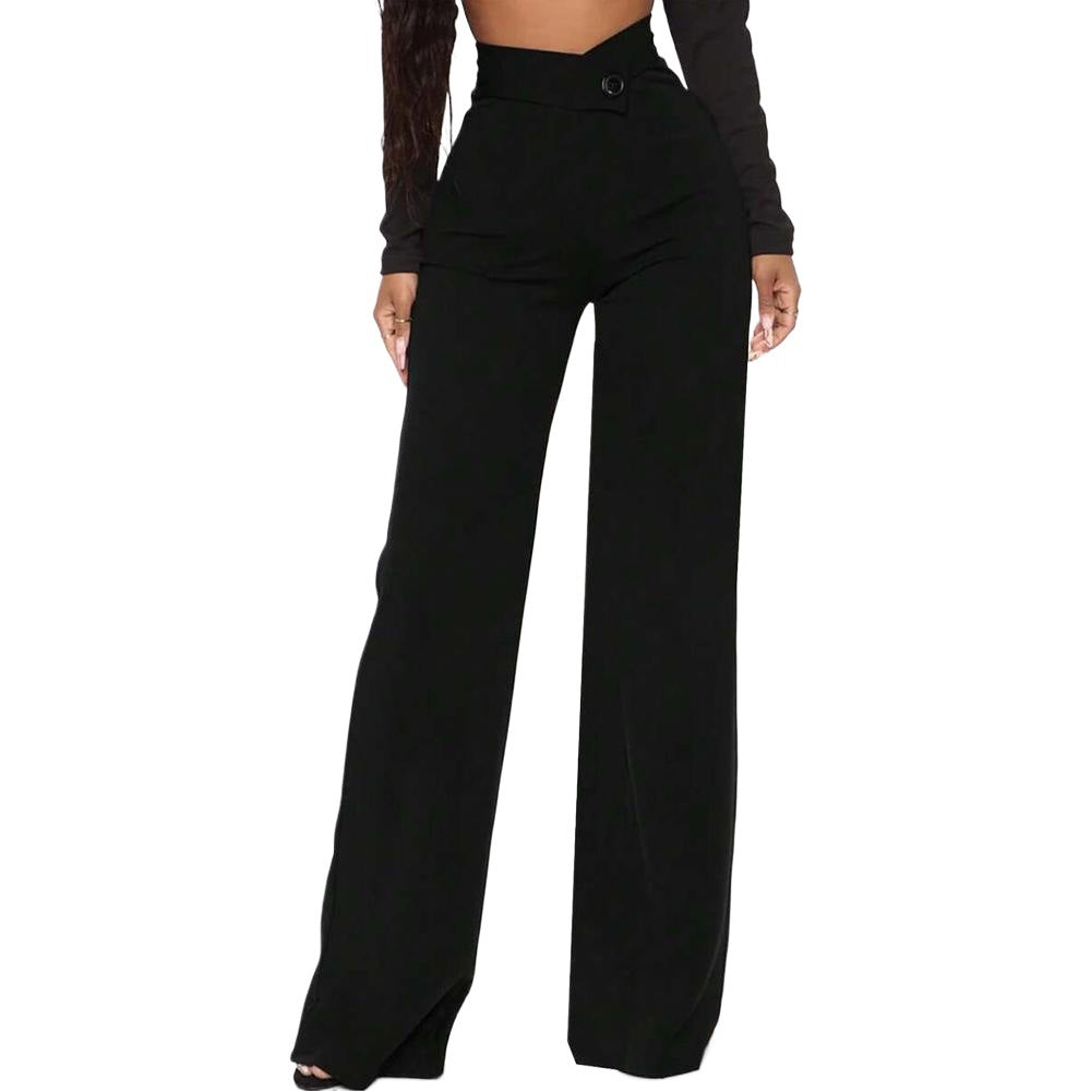 Damen High-Waist Palazzo-Hose mit weitem Bein und tailliertem Bund Nord Taschen