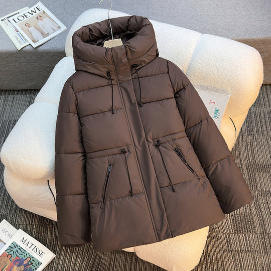 Damen nan taillierte wattierte Steppjacke mit hohem Stehkragen, verstellbarem Kordelzug und verdeckten Reißverschlusstaschen Nord Taschen