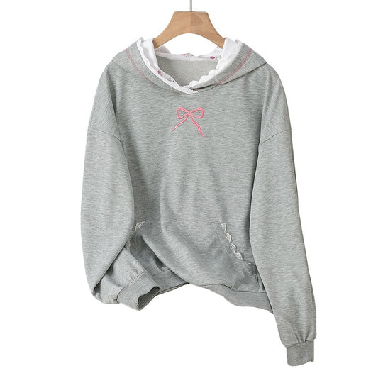Damen Eleganter Kapuzenpullover mit Spitzenakzenten Nord Taschen