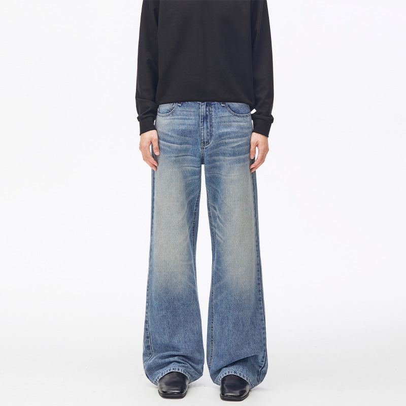 Herren Extraweite Vintage-Denim Baggy-Jeans mit tiefem Schritt und verlängertem Saum Nord Taschen