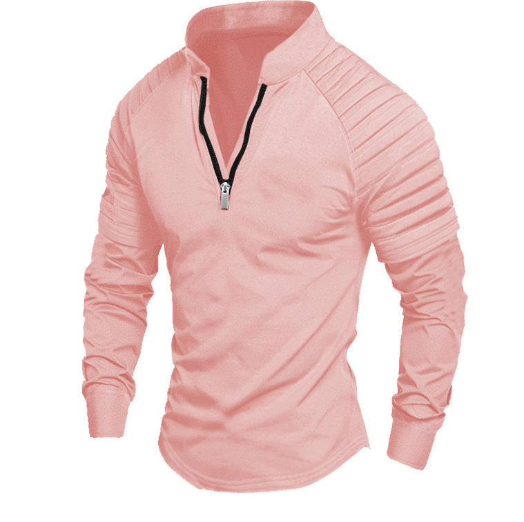 Herren Slim-Fit Troyer mit gesteppter Schulterpasse und halbem Reißverschluss Nord Taschen