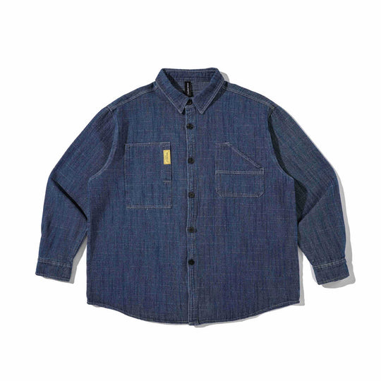 Herren Robustes Denim-Worker-Overshirt mit Brusttaschen und Hemdkragen Nord Taschen