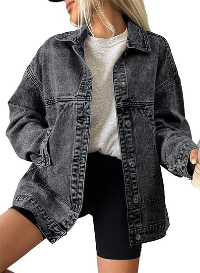 Damen Oversize-Jeansjacke mit kastigem Schnitt und markanten Naht-Details Nord Taschen