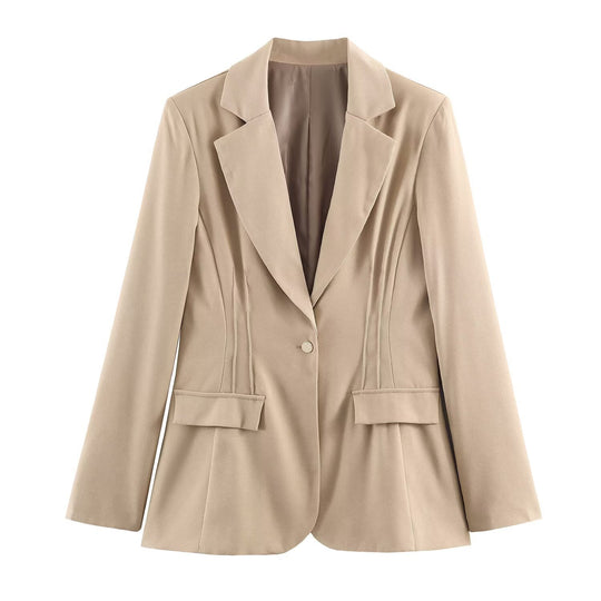 Damen taillierter Longline-Blazer mit Wiener Nähten und Pattentaschen Nord Taschen