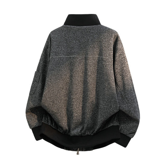 Herren Oversize Melange-Field-Bomberjacke aus Wollmix mit hohem Rippenkragen & Utility-Ärmeltasche Nord Taschen