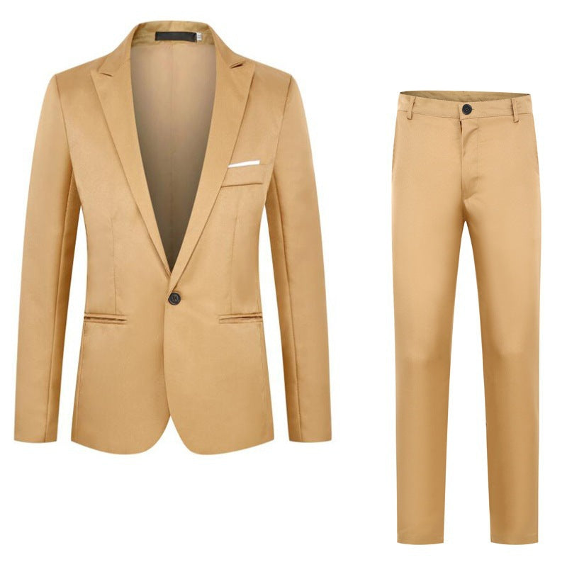 Herren tailliertes Anzugset aus feinem Satin mit schlanker Silhouette und Ein-Knopf-Sakko Nord Taschen