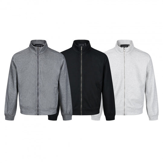 Herren Leichter Baumwoll-Sweatzipper mit hohem Stehkragen und gerippten Bündchen Nord Taschen