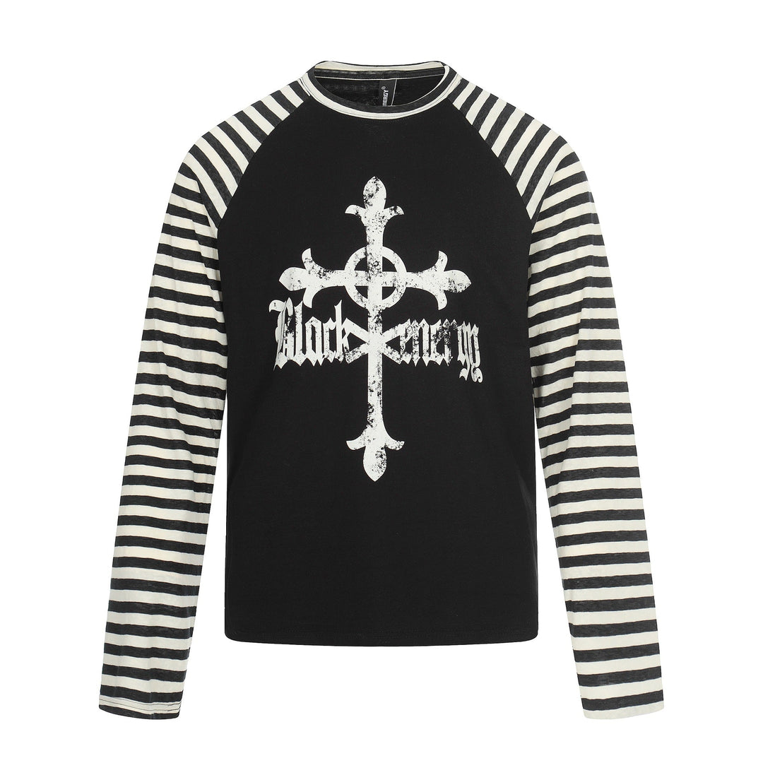 Herren Langarm-Raglanshirt mit Streifenärmeln und Vintage-Print Nord Taschen