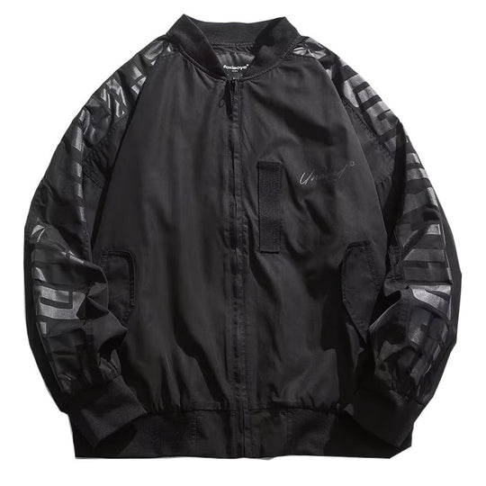 Unisex Leichte Oversize-Bomberjacke aus Nylon mit reflektierenden Ärmeln und Rippbündchen Nord Taschen