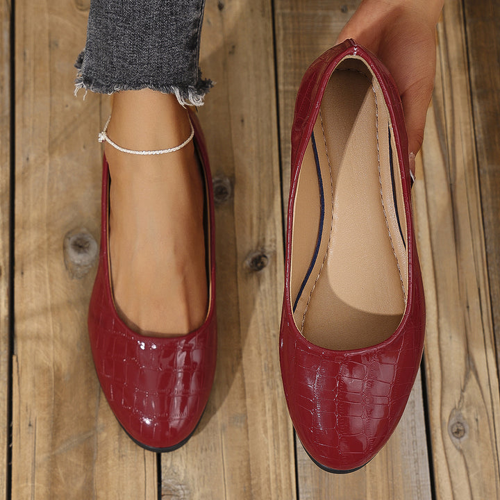Damen  elegante Ballerina mit leichter Keilsohle und Krokoprägung Nord Taschen
